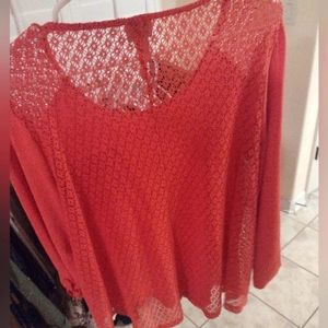 Chico's 1 orange top lace sz medium
